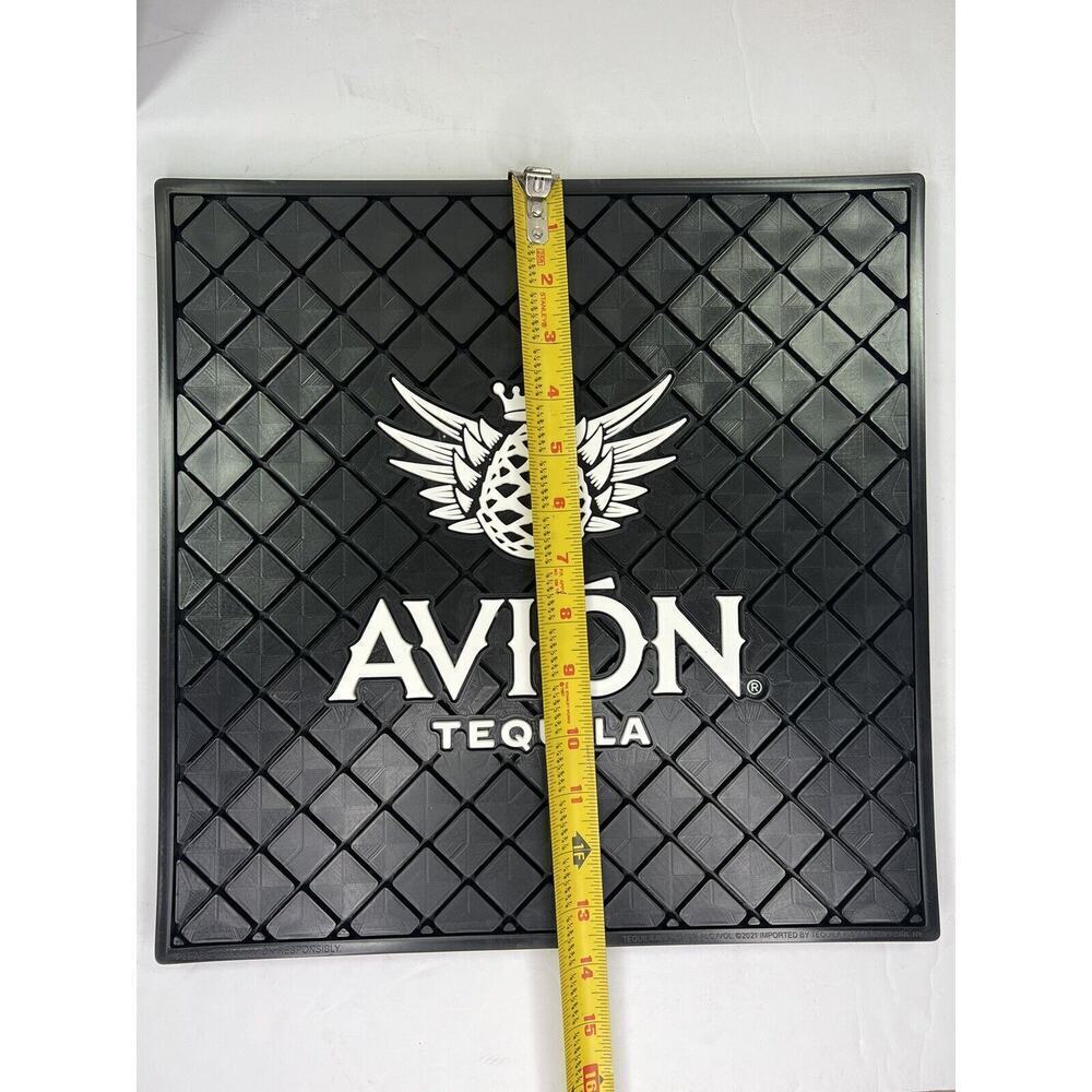 Avion Tequila Rubber BAR SPILL MAT 14”x14” Rail Man Cave Bar Black White NEW - Picture 3 of 8